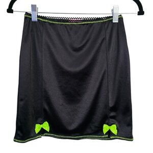 Sugar Thrillz Dolls Kill Stretch Satin Green Bows Mini Skirt Small